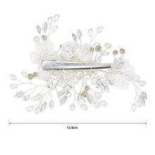 Load image into Gallery viewer, HONEY BEAR Bridal Jewellery Flower Hair Combs Clip for Womens Wedding Accessories,Simulated Pearl and Rhinestones (Silver)
