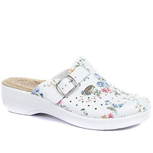 Load image into Gallery viewer, Ladies Clogs in Wider D/E fit from Pavers These Comfortable Clogs for Females Feature Comfort Ideal for Casual wear | FLY29028 | 313 800 - White Floral Size 6 (39)
