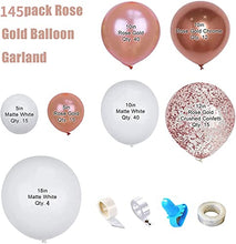 Load image into Gallery viewer, GRESAHOM Rose Gold Balloon Arch Kit , 145pcs Rose Gold Confetti Balloon Garland Kit with 18inch White Balloon Party Balloons Set for Women Girls Birthday Party Wedding, Hen Party, Anniversary
