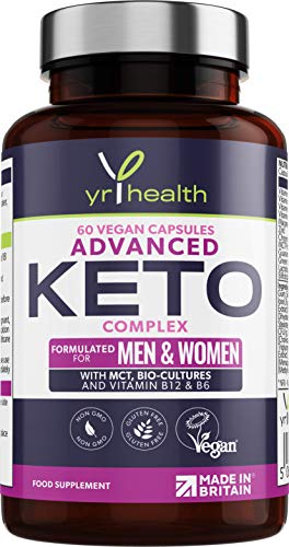 Keto Diet Pills - Max Strength Weight Loss Complex for Men & Women - MCT Oil, Green Tea, Bio-Cultures, Vitamins & Minerals, Carbohydrates & Fatty Acids Metabolism – 60 Vegan Capsules - Made in The UK