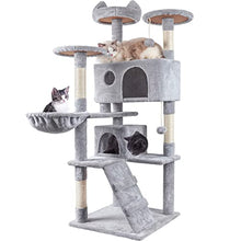 Load image into Gallery viewer, HOMIDEC Cat Tree, 151cm Cat Scratching Post Stable Cat Tower for Large Cat, Activity Centre Cat Climbing Tree with 2 Cat House, Hammock, 4 Sisal Posts, Ladder, and Rest Place for Indoor Cat
