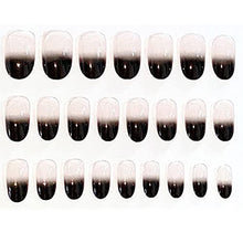 Load image into Gallery viewer, Black Gradient Nude False Nails with Glue Stickers, Short Fake Nails, 24PCS Acrylic Medium Press On nails, Stick On Nails for Women Girls No Glue Included
