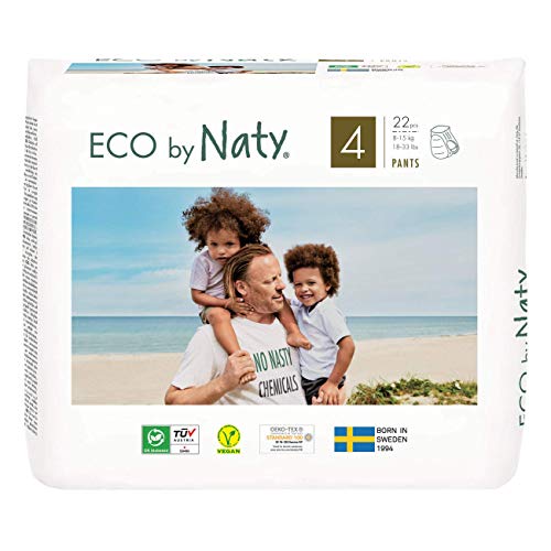 Eco by Naty Nappy Pants - Hypoallergenic and Chemical-Free Pants, Highly Absorbent and Eco Friendly Nappy Pants for Boys and Girls (Size 4 – 22 Count)