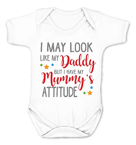 Reality Glitch I May Look Like My Daddy But I Have My Mummy's Attitude Funny Baby Grow (3-6 Months, White)
