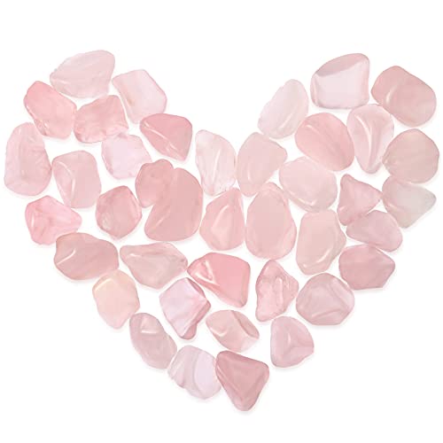 Natural Polished Rose Quartz Pink Polished Natural Stone Rose Quartz Crystal Chip Small Rose Quartz Stones Mini Crystal Stones Tumbled Polished Rocks for Jewelry Making Wicca Reiki Worry Healing Stone