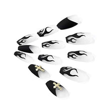 Load image into Gallery viewer, Brishow Coffin False Nails Flame Cross Fake Nails Press on Nails Ballerina Acrylic Full Cover Stick on Nails 24pcs for Women and Girls
