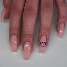 Load image into Gallery viewer, Brishow Coffin False Nails Pink Heart Fake Nails Press on Nails Ballerina Acrylic Stick on Nails 24pcs for Women and Girls
