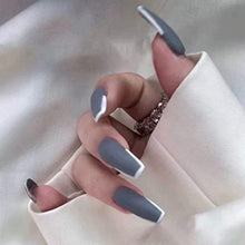 Load image into Gallery viewer, Generse Coffin False Nails Long Matte Fake Nails Purple French Ballerina Press on Nails Acrylic Full Cover Stick on Nail Tips 24pcs for Women and Girls
