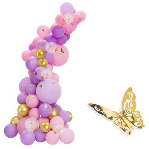 Pink and Purple Balloons - 122pcs Pink and Purple Balloon Arch Kit with Gold Butterfly, Pink and Purple Balloon Garland Kit for Wedding Girls Baby Shower Birthday Anniversary Festival Party
