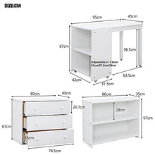 Load image into Gallery viewer, 3FT Pine Wood Frame, Multiple Functions Children Bed with Three Drawers/Desk/Storage Shelves Loft Bed with Metal Accessories, MDF Boards, 190x90cm, 2021 New【UK in Stock】 (White)
