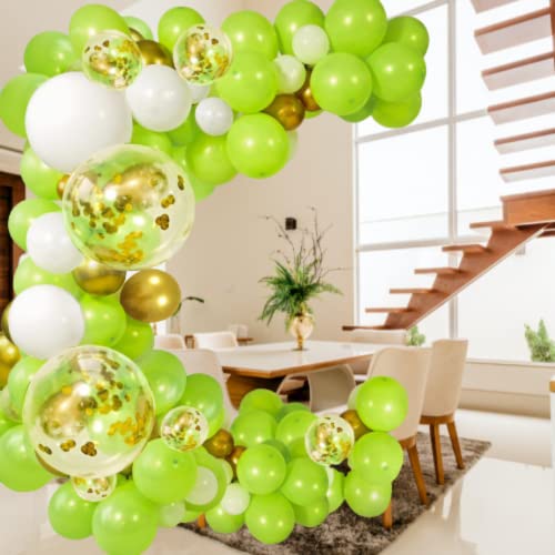 Ready Balloon Arch Kit – 122 Pcs Including Balloon Pump, White, Green and Confetti Balloons – Balloon Arch for Baby shower, Birthday Parties and for Welcome Parties