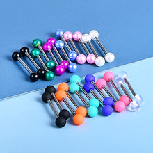Load image into Gallery viewer, LAURITAMI 24 Pairs 14G Straight Tongue Bars Barbell Nipple Ring Shield Rings Retainer Glow in Dark Flexible Acrylic &amp; Surgical Steel 14mm 16mm
