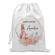 Load image into Gallery viewer, Personalised Easter Bag, Custom Easter Gift Bag, Easter Egg Sack, Easter Bunny Treat Bag, Easter Decoration, Kids Easter Egg Hunt Basket, Easter Bunny Rabbit
