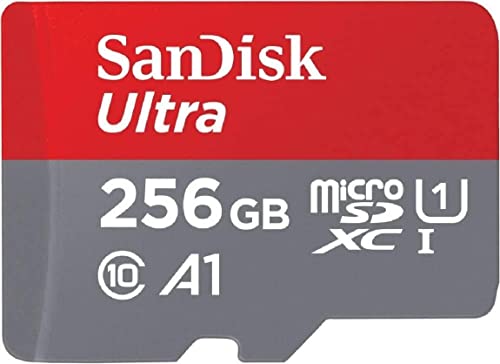 SanDisk Ultra 256GB microSDXC Memory Card + SD Adapter with A1 App Performance Up to 120 MB/s, Class 10, U1, Red/Grey