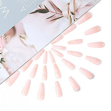 Load image into Gallery viewer, Brishow Coffin False Nails Long Fake Nails Nude Press on Nails Ballerina Acrylic Stick on Nails 24pcs for Women and Girls

