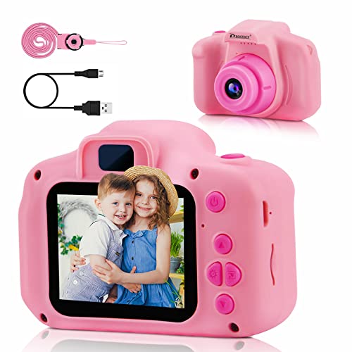 PROGRACE Kids Camera Girls & Boys Toys - Children Digital Camera for Kids Age 3 4 5 6 7 8 9 10 Year Old Birthday Girl Gifts Kids Camcorder Camera Toddler Video Recorder 1080P 2Inch Pink