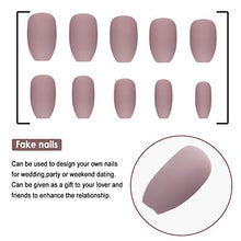 Load image into Gallery viewer, 72 Pieces Nude Pink Matte False Nails Full Cover Coffin Fake Nails Tips with Nail Glue, Nail Files, Wooden Sticks for Women Girls DIY Nails Favors
