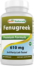 Load image into Gallery viewer, Best Naturals Fenugreek 610 mg 180 Capsules
