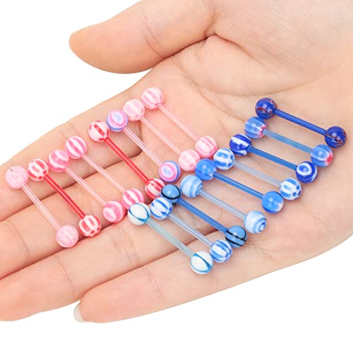 110 Pieces Tongue Barbells, 14G Acrylic Tongue Bar Rings, Straight Bar