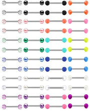 Load image into Gallery viewer, LAURITAMI 24 Pairs 14G Straight Tongue Bars Barbell Nipple Ring Shield Rings Retainer Glow in Dark Flexible Acrylic &amp; Surgical Steel 14mm 16mm
