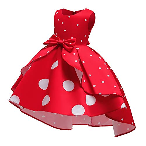 Cichic Girls Dresses for Party Kids Wedding Birthday Dress Elegant Dresses Kids Prom Ball Gown Baby Girl Occasion Dress 0-10 Years (3-4years, Red Dot)