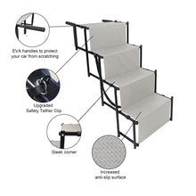 Load image into Gallery viewer, YEP HHO 4 Steps Upgraded dog ramps for large dogs car, Lightweight Non-Slip Folding Portable Dog Stairs with Waterproof Surface, Great for Cars Trucks SUVs (New Gray)
