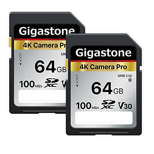 Gigastone SD Card 64GB 2-Pack, High-Speed 64GB SD Card Full HD Video Memory Card, Compatible with Canon Nikon Sony Pentax Kodak Olympus Panasonic Digital Camera, UHS-I SDXC V10 U1 Class 10 (64gb)