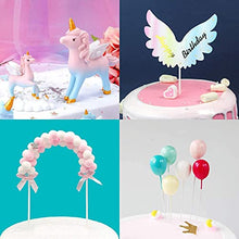 Load image into Gallery viewer, iZoeL Unicorn Cake Topper, Birthday Cake Decoration, 1 Pink Hairball Arch 1 Rainbow 1Happy Birthday Banner 2 Clouds 4 Balloons 10 Stars 3 Little Unicorns For Girl Kid Women Birthday Party
