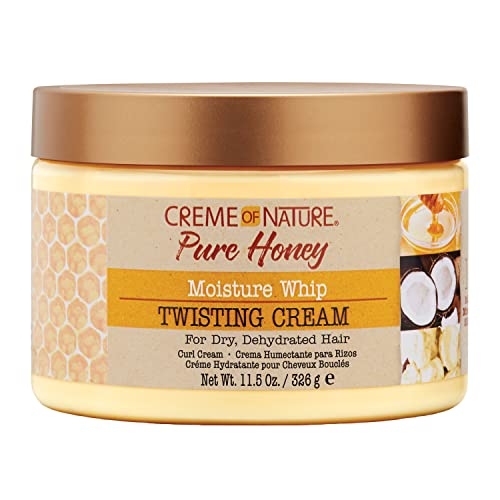 Creme of Nature Moisture Whip Twisting Curl Cream for Dry Dehydrated Hair, Moisturizing Hair Care Formulated with Pure Honey, 11.5 fl. oz.