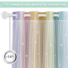 Load image into Gallery viewer, NICETOWN Kids Blackout Curtains - Colourful Cut Out Stars Blackout Panels Thermal Eyelet Curtains with White Sheer for Baby&#39;s Room/Bedroom/Nursery, 2 PCs, 52 x 63-inch, Rainbow
