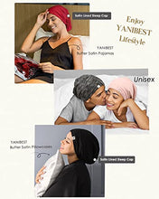 Load image into Gallery viewer, YANIBEST Silk Satin Bonnet Hair Cover Sleep Cap - Adjustable Stay on Silk Lined Slouchy Beanie Hat for Night Sleeping, Ab-black, L
