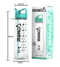 Load image into Gallery viewer, Mango Water Bottle With Straw - 900ml Motivational Time Markings - BPA Free Sports Bottles With Flip Nozzle And Leakproof Cap
