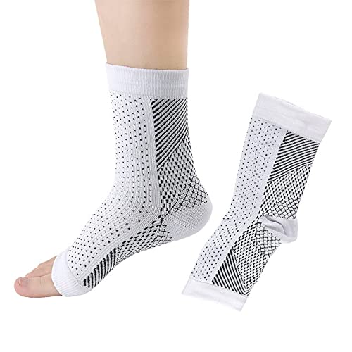 Dr Sock Soothers Heelsium Instant Pain Relief Socks (3 Pairs) for Plantar Fasciitis Achilles Ankle, Anti Fatigue Compression Foot Sleeves with Arch Support for Men and Women (S/M, White)
