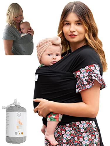 DaisyGro Certified Organic Baby Sling Carrier, GOTS Organic, Small/Medium or Plus Size, Black or Grey, CPSC Safety Tested