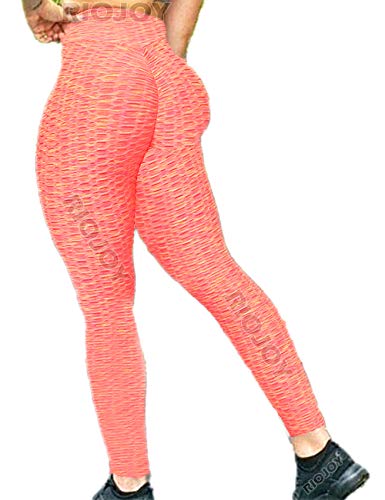 RIOJOY Women Anti Cellulite Gym Waffle Leggings, High Waist Yoga Pants Bubble Textured, Scrunch/Ruched Butt Lift Running Tights
