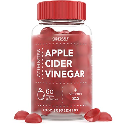 Apple Cider Vinegar Gummies 1000mg - Enhanced with Vitamin B12 & Folic Acid - 500mg ACV per Gummy - 60 Gummies - Natural Ingredients, Vegan & Gluten-free - High Strength Apple Cider Vinegar Capsules