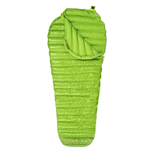 NewDoar Urltra-Light Goose Down Sleeping Bag Spring Autumn Urltra-compactable Sleeping Bag Mummy Sleeping Bag for Hiking, Backpacking and Camping-Green Regular