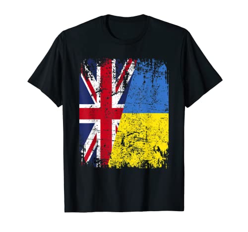UKRAINE Half BRITAIN UK Friendship Flag UKRAINIAN T-Shirt