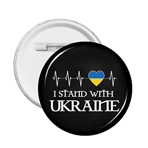 Support Ukraine I Stand With Ukraine Round Badge Button Pin Brooch Hat Clothing Bag Accessories 12 PCS M