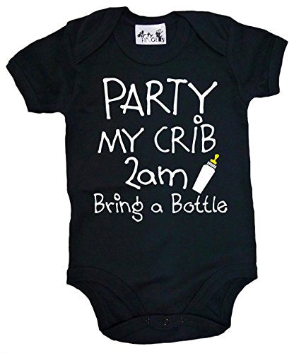 Dirty Fingers, Party My Crib 2am, Bring a Bottle, Baby Unisex Bodysuit, 0-3m, Black