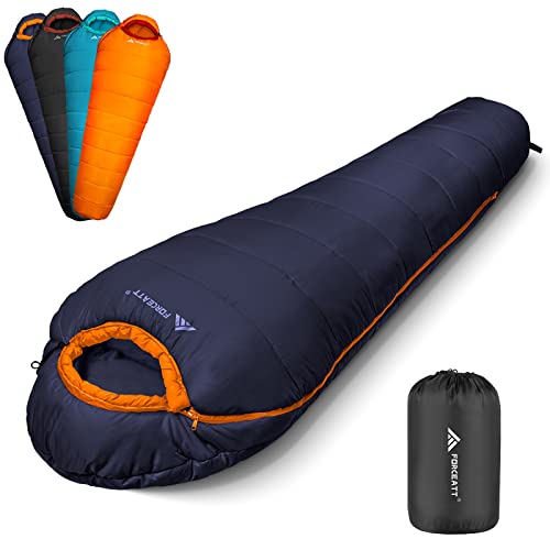 Forceatt Mummy Sleeping Bag for Adults and Teens in 3 Seasons and Cold Weather（26℉ to 59℉）,Water-Resistant, Rip-Stop,Lightweight and Warm, Great for Camping, Backpacking and Hiking