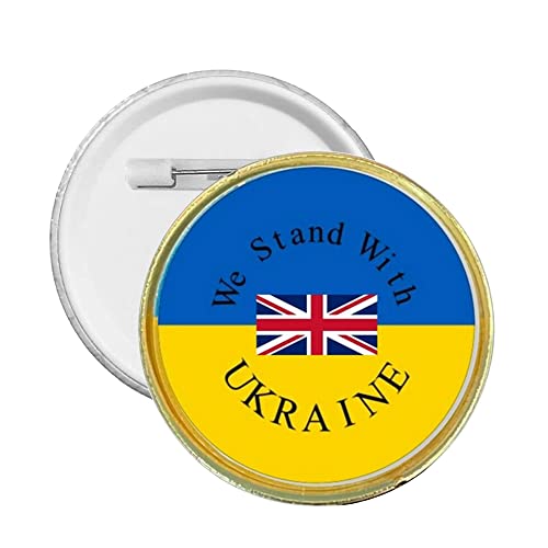 I Stand With Ukraine badges 25mm/1 inch badges - Button NATO Putin War Flag (5PCS, E)