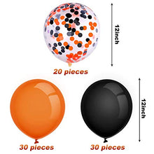 Load image into Gallery viewer, Gxhong Balloons Orange Black, 12 Inch Assorted Halloween Balloons, Halloween Decoration Confetti Balloons Colorful Balloons Halloween Party Balloons Helium Latex Balloons (80 Pieces)
