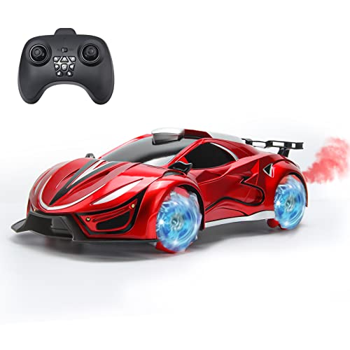 RC Drift Car Remote Control Car Fog Racer, 1:12 Scale 360°Rotating Stunt Car Truck Toy with LED Light and Fog Mist, 4WD 2.4GHz Remote Control Cars for Kids Age 3 5 7 Boys Girls Kids Birthday Gift