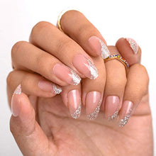 Load image into Gallery viewer, Sethexy Glossy Ballerina False Nail Meidum Glitter Bling Coffin Pink Fake Nails 24Pcs French Acrylic Art Press on Nail Tips for Women and Girls
