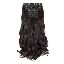 Load image into Gallery viewer, 4PCS 24 Inch Long Wavy Clip in Hair Extensions 11Clips Hair Extensions Synthetic Hair Pieces for Women Girls Full Head Set Thick Curly Wavy Synthetic Hair Extensions Dark Brown
