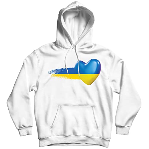 lepni.me Hoodie Sweatshirt Ukraine Flag Shirt Ukrainian Hearth Symbol Ukrainian Clothing (S White Multi Color)