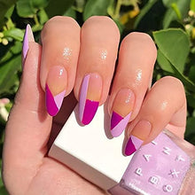 Load image into Gallery viewer, SJOAUET Coffin False Nails with Glue Stickers, Pink purple Medium Fake Nails, 24PCS Glossy Short Ballerina Acrylic Press On nails, Stick On Nail for Women and Girls No Glue Included
