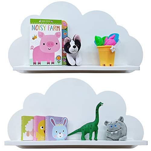 Cloud Shelves for a Children’s Nursery Floating Shelf Design (Pair - 2X Shelves) Shelving Child's Bedroom Themed Boy/Girl - Available in White, Grey, Blue or Pink (White)