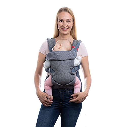 You+Me 4-in-1 Convertible Baby Carrier with 3D Cool Air Mesh - Heather Grey - Wear with a Newborn as Small as 8 lbs, and Infants up to Toddler of 32 pounds.